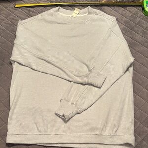 Aerie Light Gray and white Waffle Knit Sweatshirt